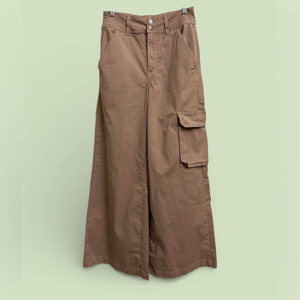 Veronica Beard Belisa High-Rise Brown Wide-Leg Cargo Pants, size 28